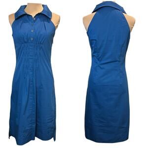 Elie Tahari Electric Blue Sleeveless Midi Shirt Dress